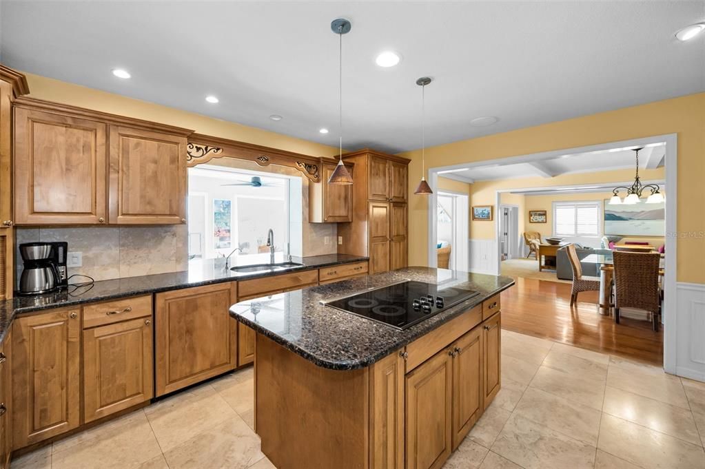 Chandelier, Dining room, Interior, Kitchen, Living room, Pendant Lights, Recessed Lighting, Wood Texture Flooring