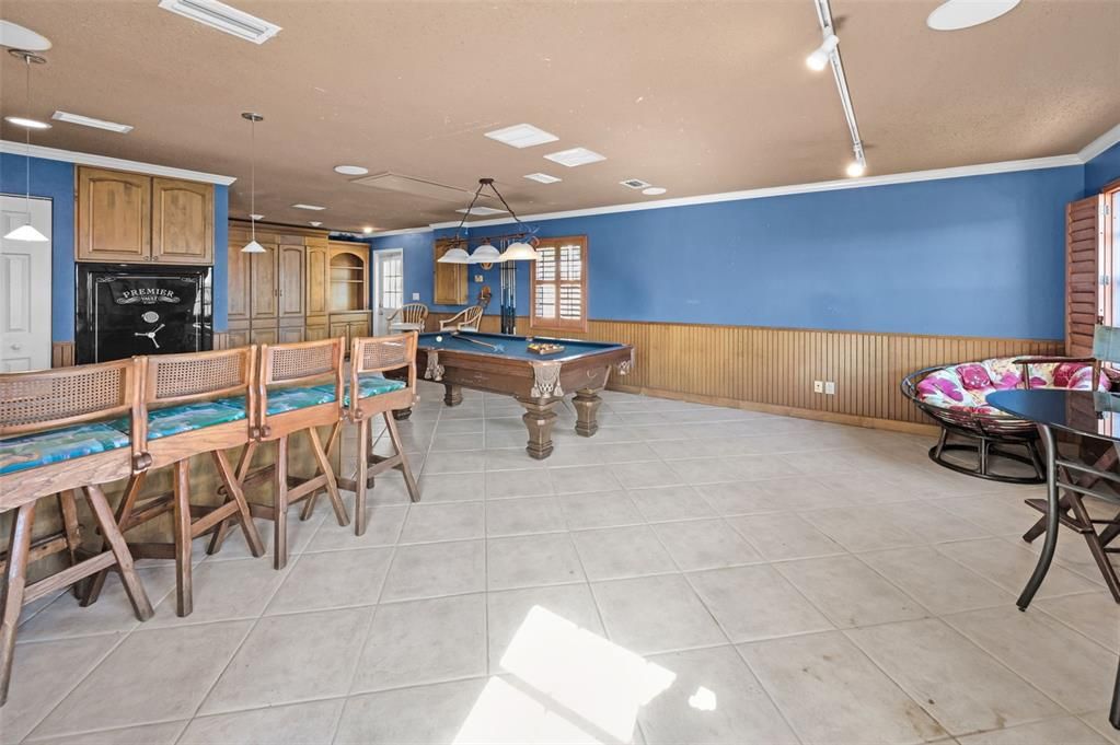 Billiard Table, Game Room, Interior, Pendant Lights, Recessed Lighting