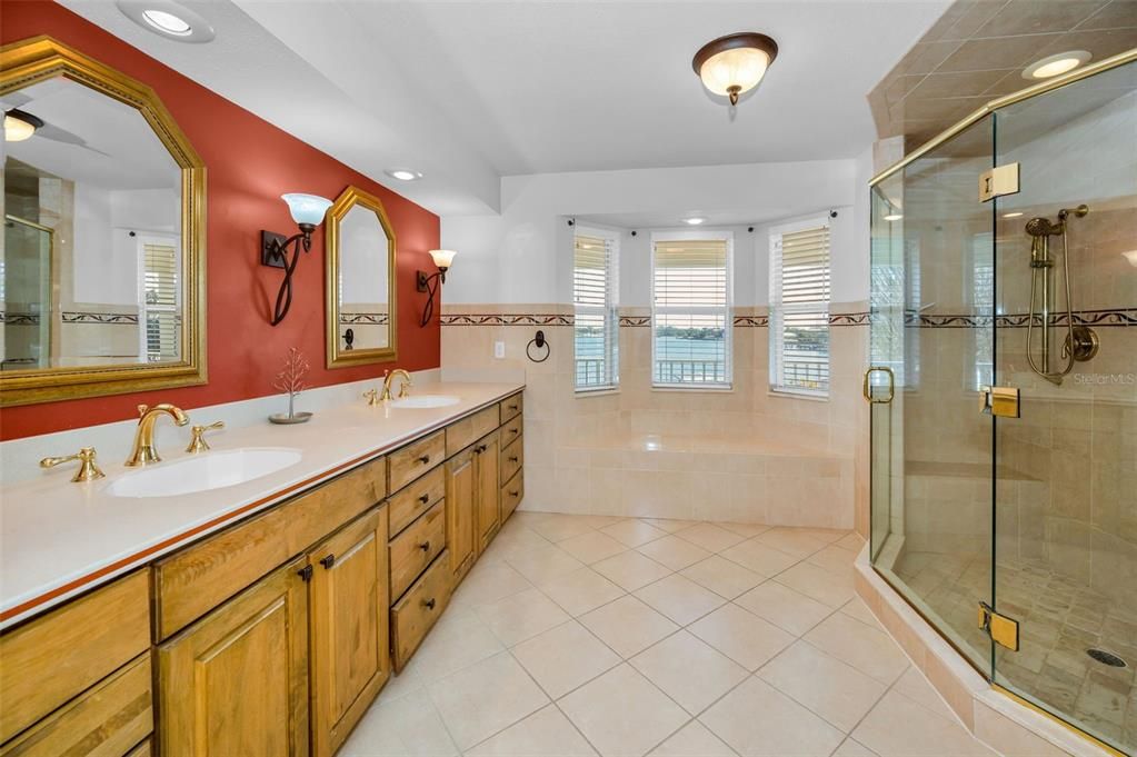 Bathroom, Dual Sink Vanities, Glass Shower, Interior, Recessed Lighting
