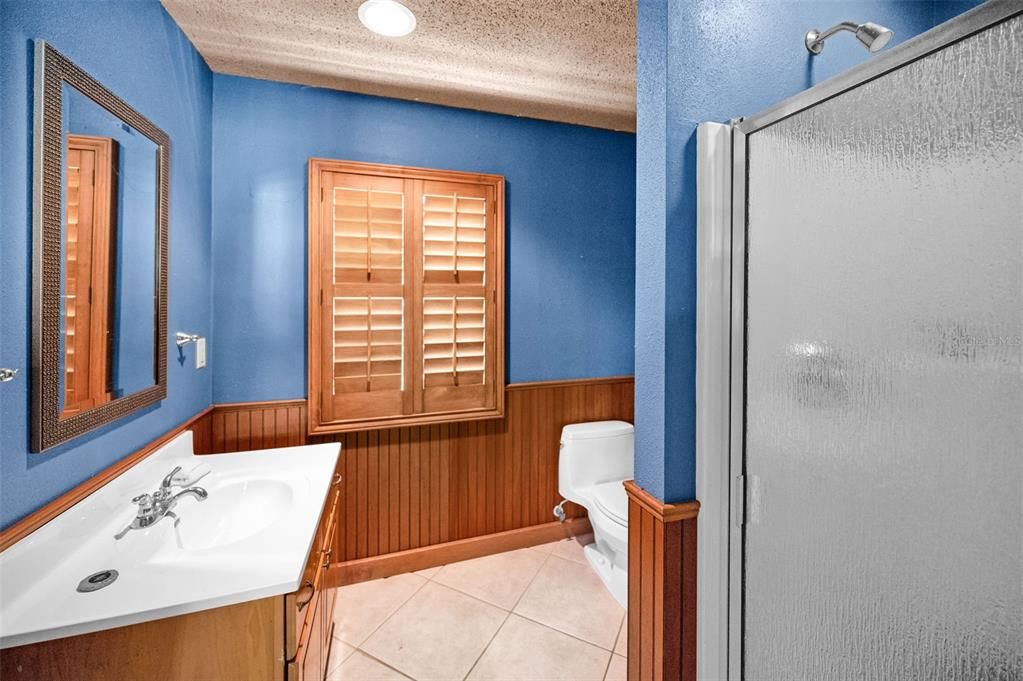 Bathroom, Interior, Recessed Lighting, Wooden Walls