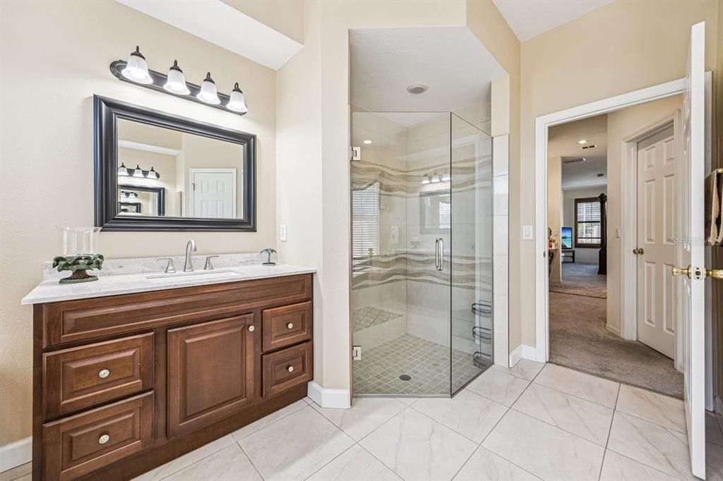 Bathroom, Glass Shower, Interior, Recessed Lighting