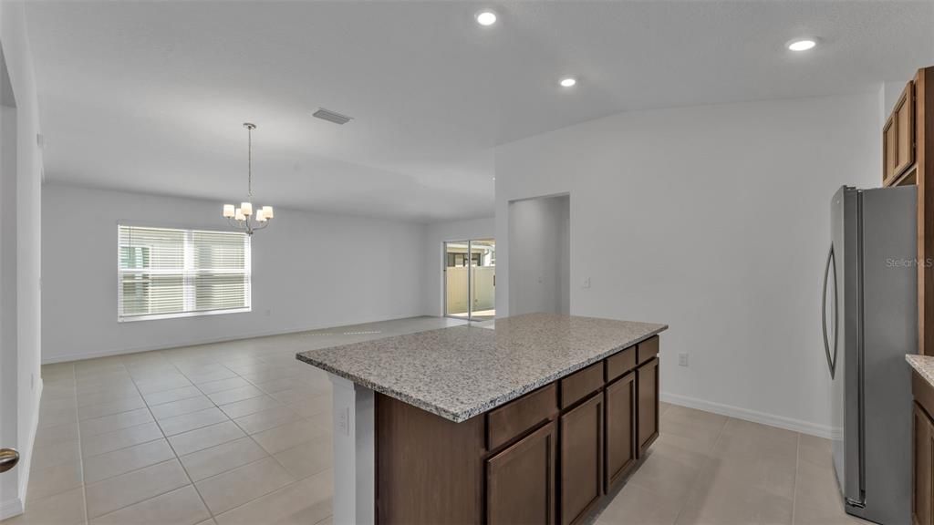 Chandelier, Empty room, Interior, Kitchen, Recessed Lighting