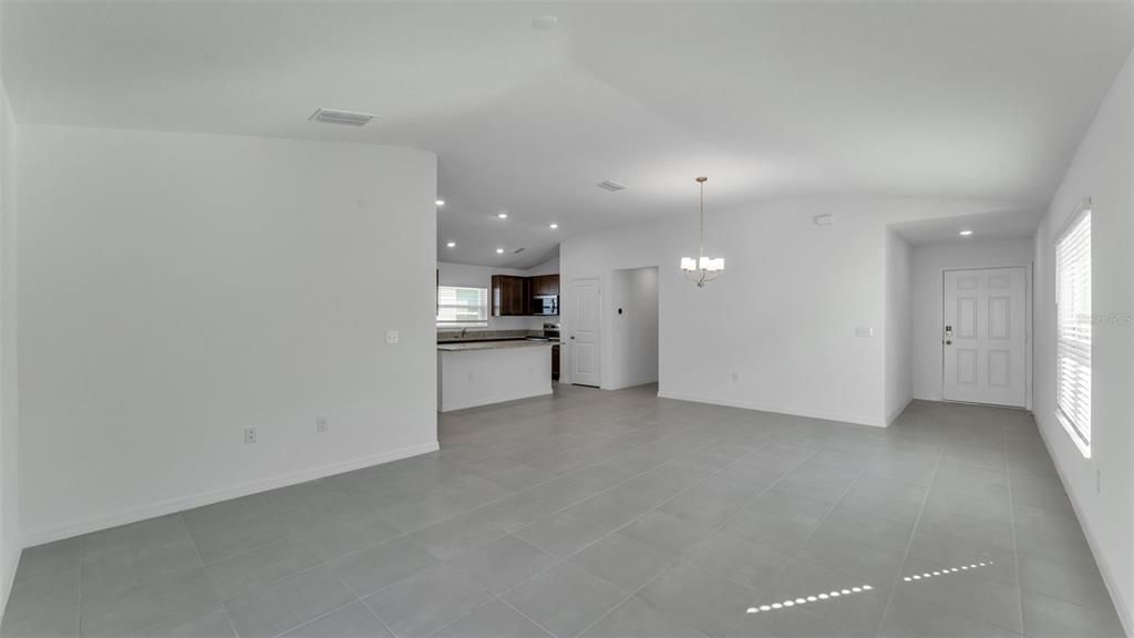 Chandelier, Empty room, Interior, Kitchen, Recessed Lighting