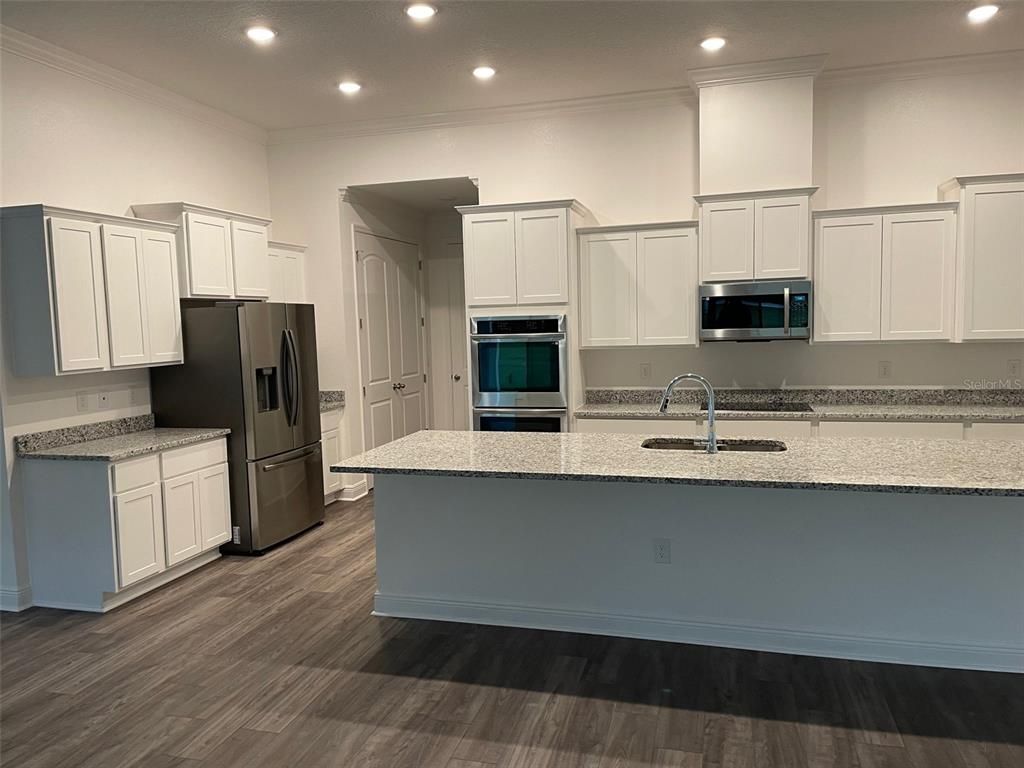 Interior, Kitchen, Recessed Lighting, Wood Texture Flooring