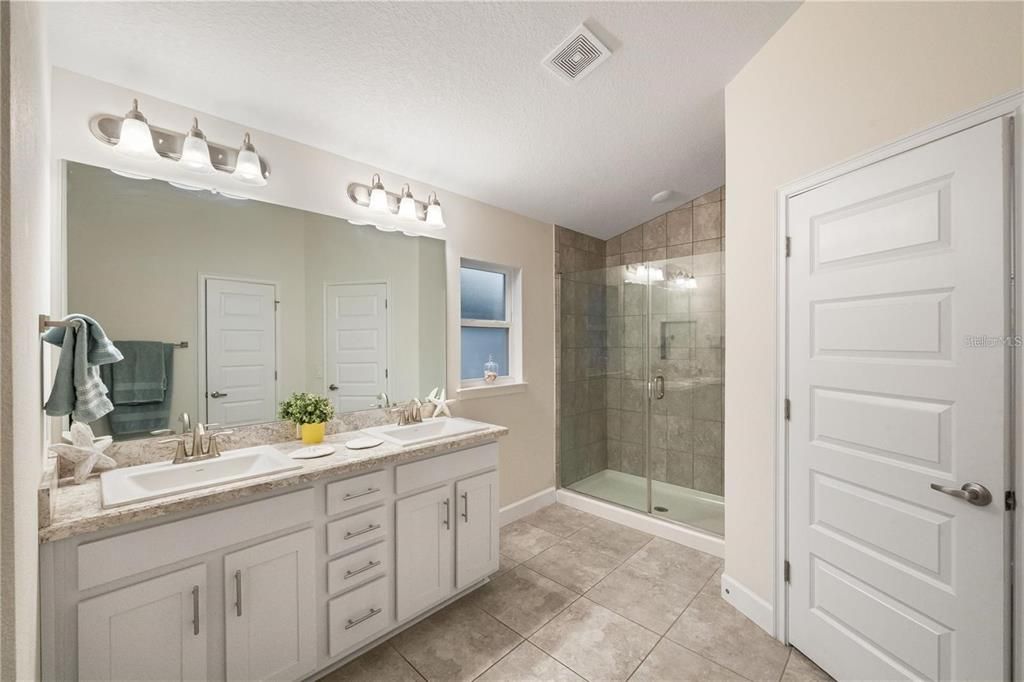 Bathroom, Dual Sink Vanities, Glass Shower, Interior