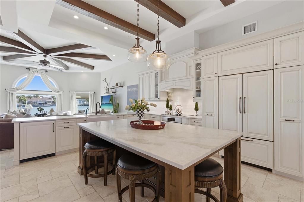 Interior, Kitchen, Pendant Lights, Recessed Lighting, Wooden Beams