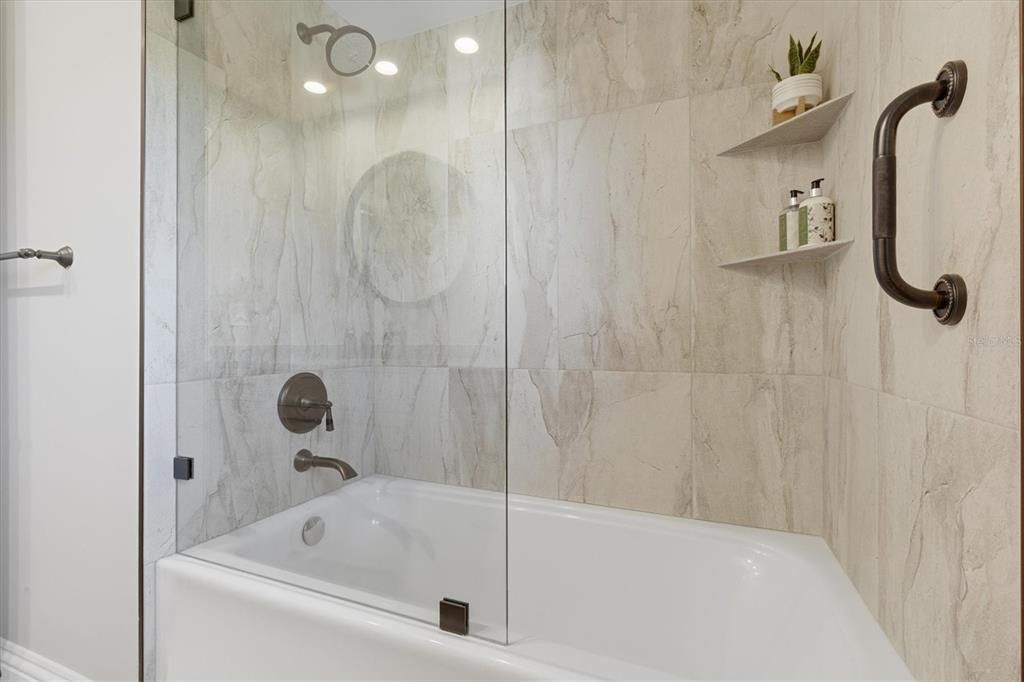 Bathroom, Glass Shower, Interior, Marble Walls