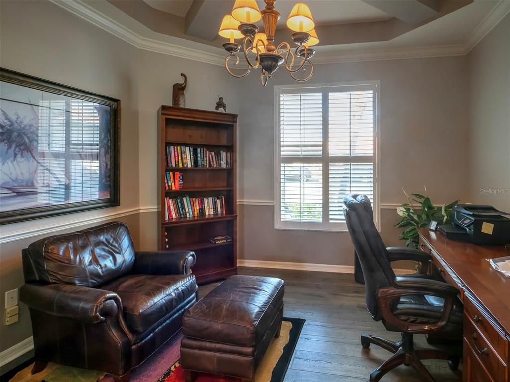 Chandelier, Home Office, Interior, Wood Texture Flooring