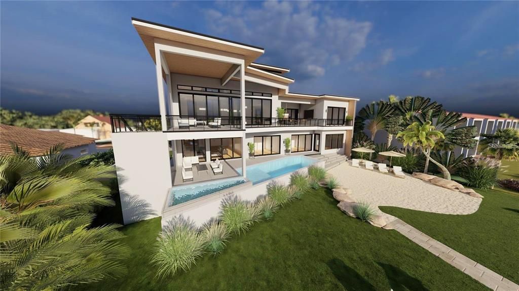 Backyard, Exterior, Facade, Pool, Modern