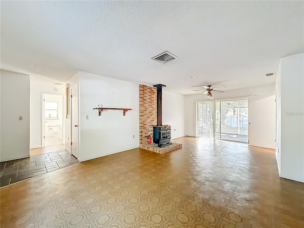 Empty room, Fireplace, Interior, Stone Walls