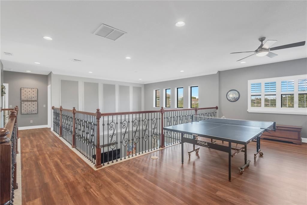 Game Room, Interior, Recessed Lighting, Wood Texture Flooring