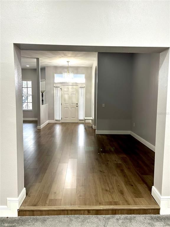 Chandelier, Empty room, Interior, Wood Texture Flooring