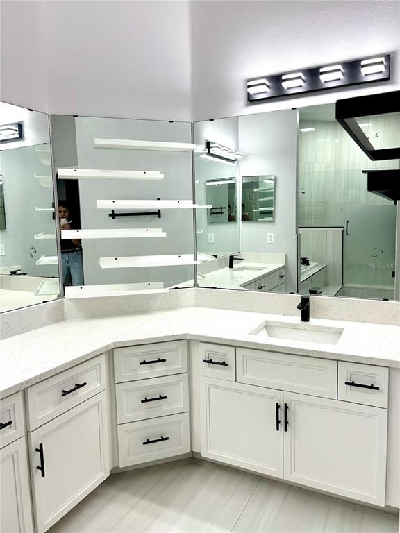 Bathroom, Dual Sink Vanities, Interior, Wood Texture Flooring