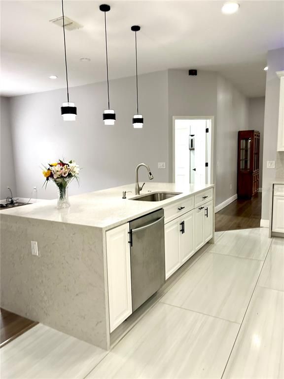 Interior, Kitchen, Pendant Lights, Recessed Lighting, Wood Texture Flooring