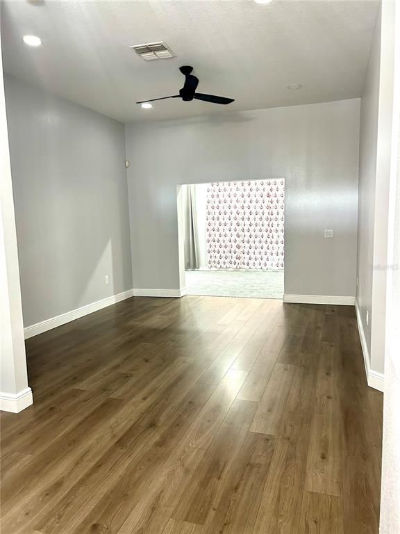 Empty room, Interior, Recessed Lighting, Wood Texture Flooring