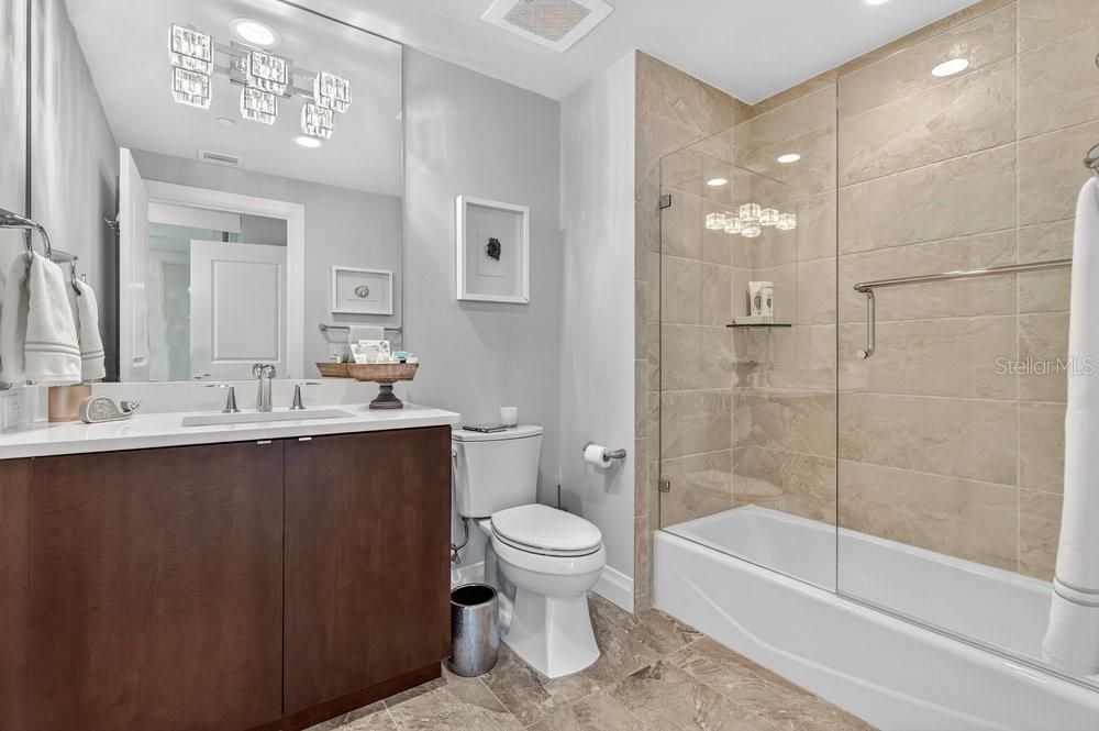 Bathroom, Glass Shower, Interior, Recessed Lighting