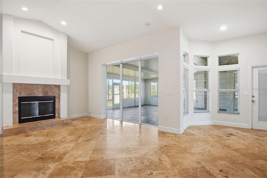Empty room, Fireplace, Interior, Recessed Lighting
