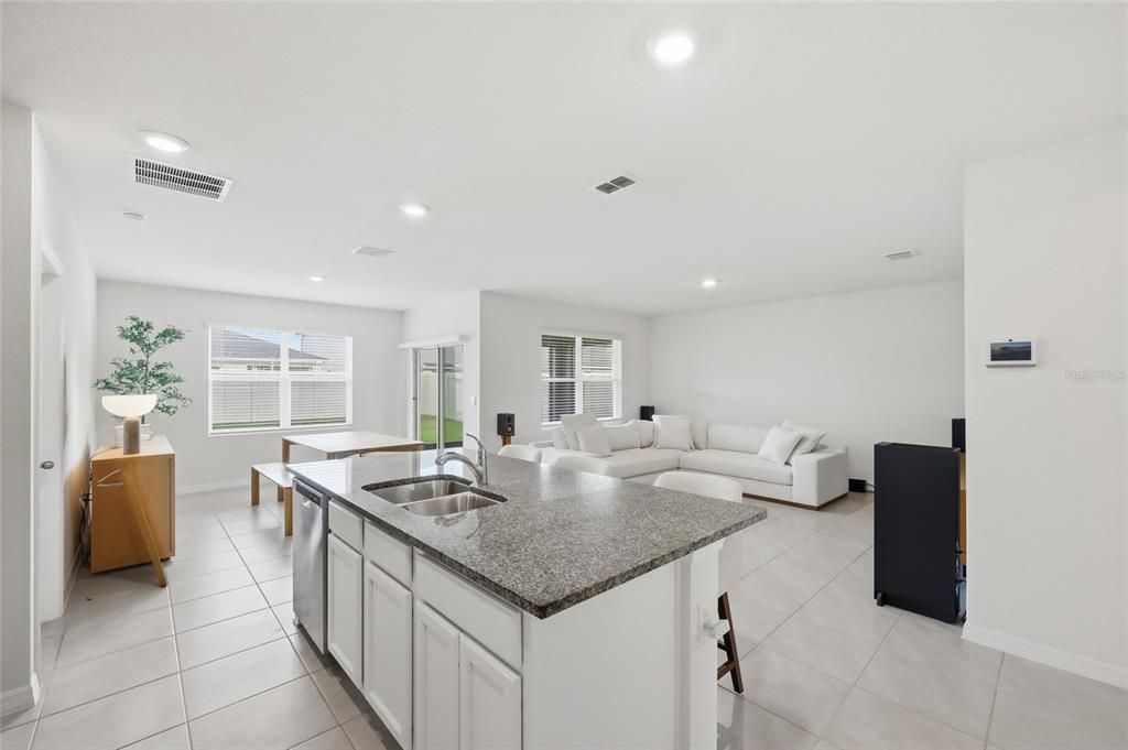 Dining room, Interior, Kitchen, Living room, Recessed Lighting