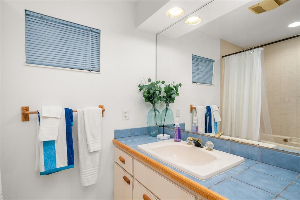 Bathroom, Interior, Recessed Lighting, Tile Countertops