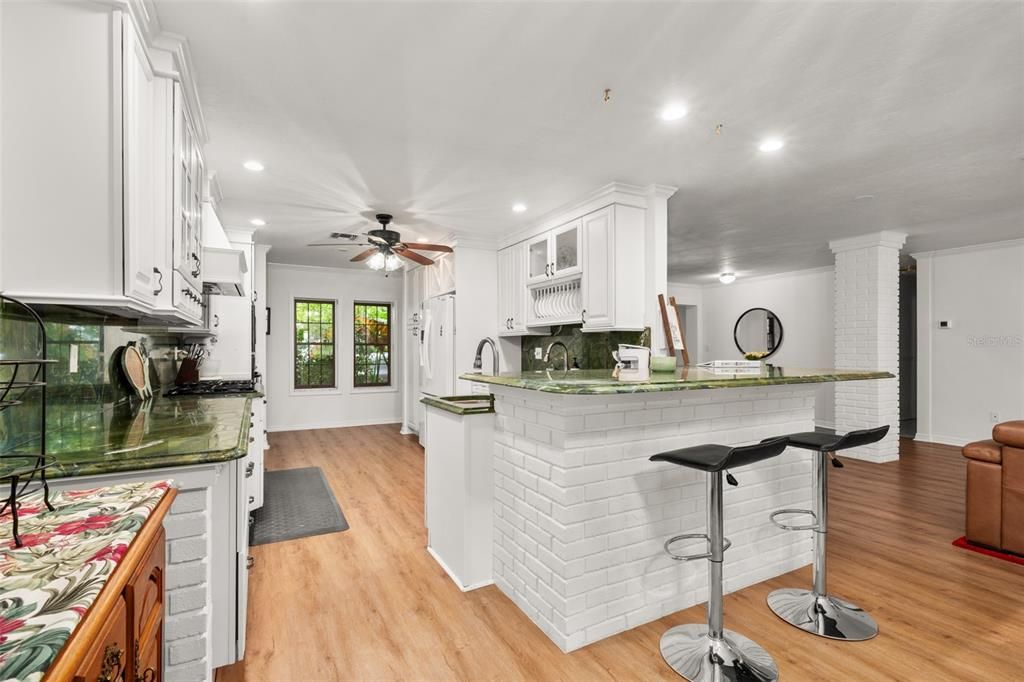 Interior, Kitchen, Recessed Lighting, Wood Texture Flooring