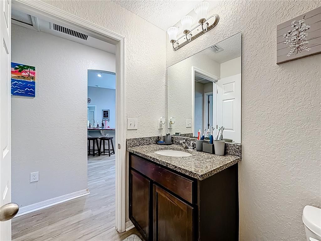 Bathroom, Interior, Recessed Lighting, Wood Texture Flooring