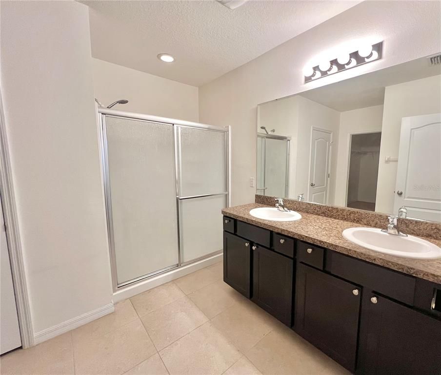 Bathroom, Dual Sink Vanities, Glass Shower, Interior, Recessed Lighting