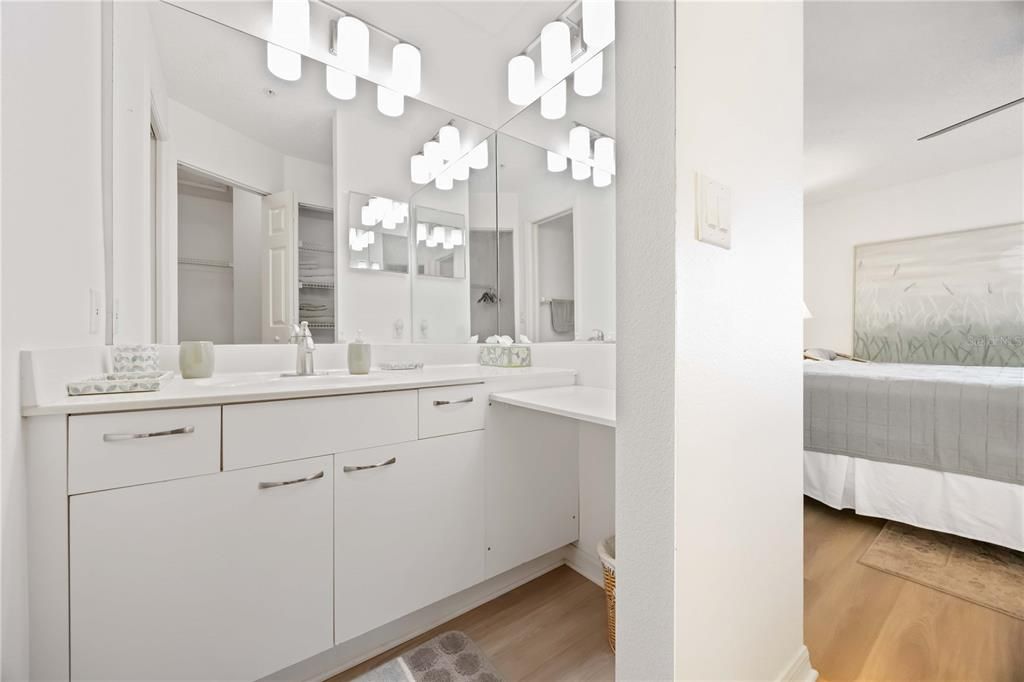 Bathroom, Dual Sink Vanities, Interior, Wood Texture Flooring