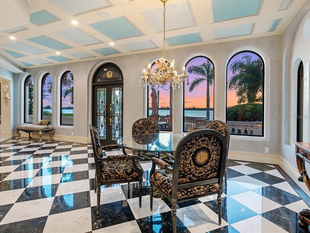 Chandelier, Dining room, Interior, Recessed Lighting, Water