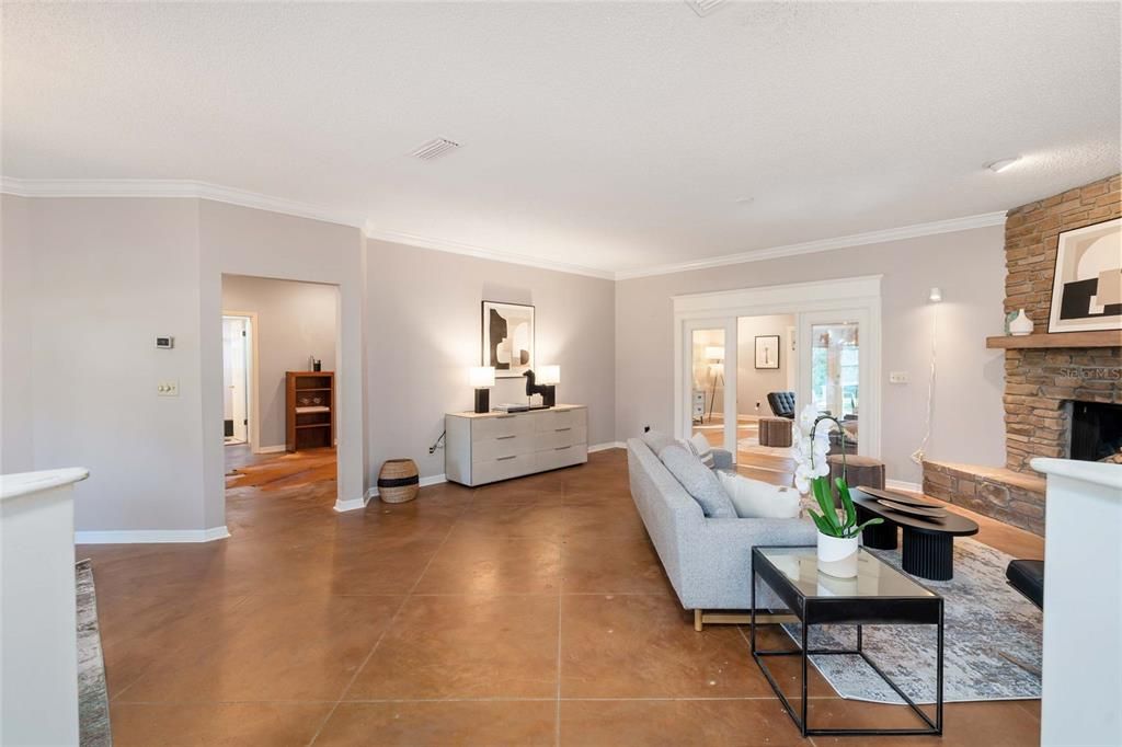 Fireplace, Interior, Living room, Stone Walls