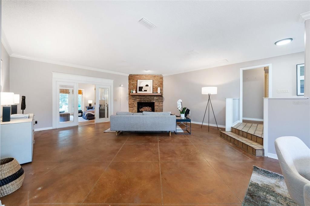 Fireplace, Interior, Living room, Recessed Lighting