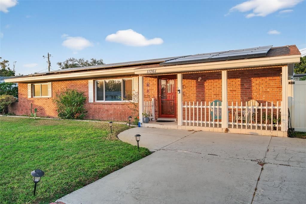 Exterior, Facade, Brick Facade, Solar Panels, Ranch