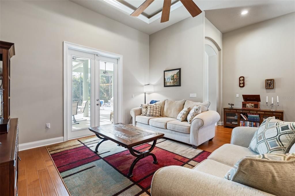 Interior, Living room, Recessed Lighting, Wood Texture Flooring