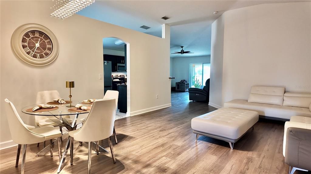 Dining room, Interior, Kitchen, Living room, Wood Texture Flooring