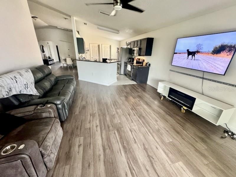 Interior, Kitchen, Living room, Wood Texture Flooring