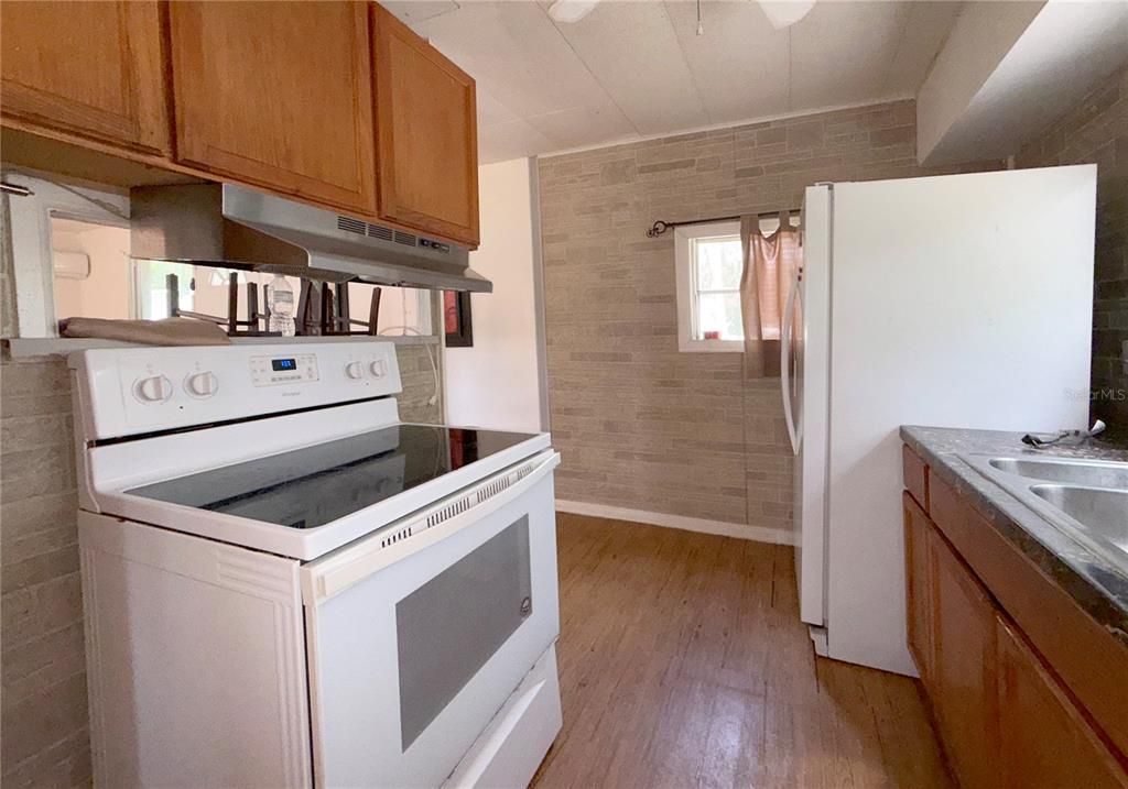 Interior, Kitchen, Stone Walls, Wood Texture Flooring