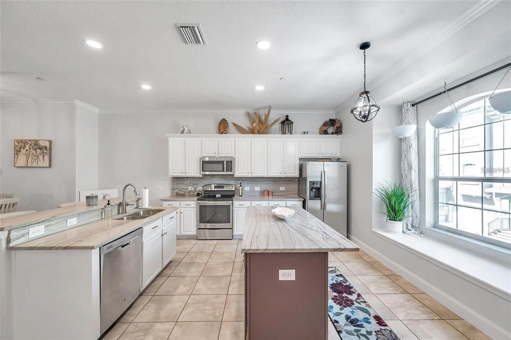 Interior, Kitchen, Pendant Lights, Recessed Lighting, Stainless Steel Appliances