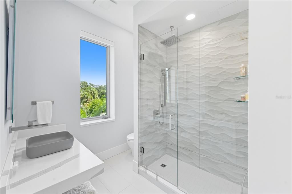Bathroom, Glass Shower, Interior, Recessed Lighting
