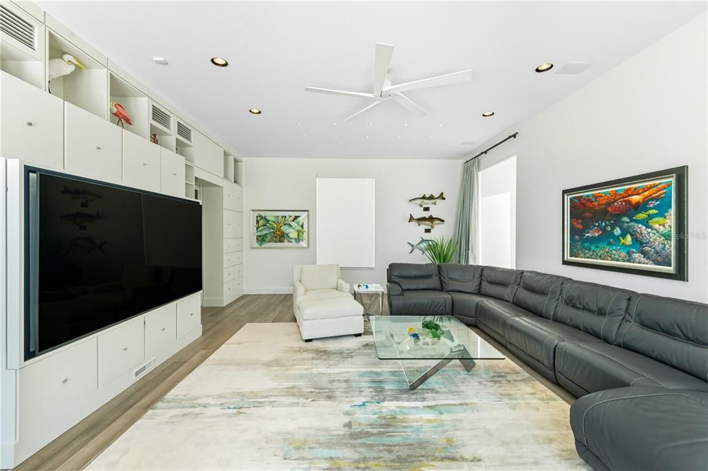 Interior, Living room, Recessed Lighting, Wood Texture Flooring