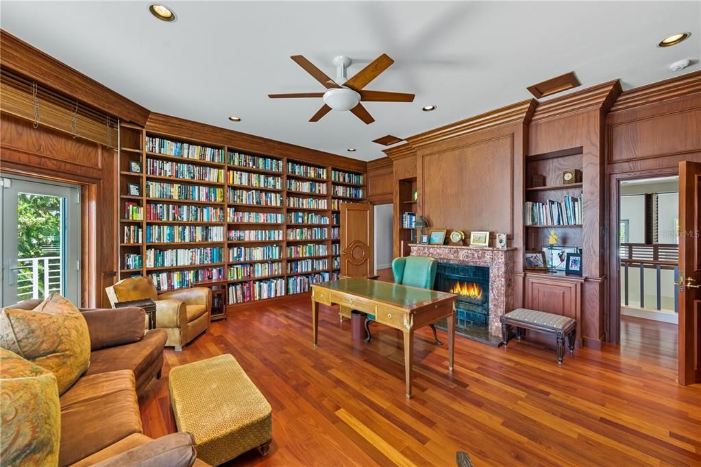 Fireplace, Interior, Living room, Recessed Lighting, Wood Texture Flooring, Wooden Walls