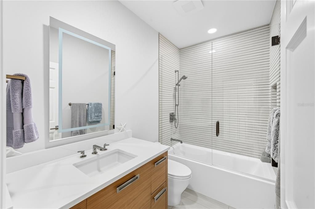 Bathroom, Glass Shower, Interior, Recessed Lighting