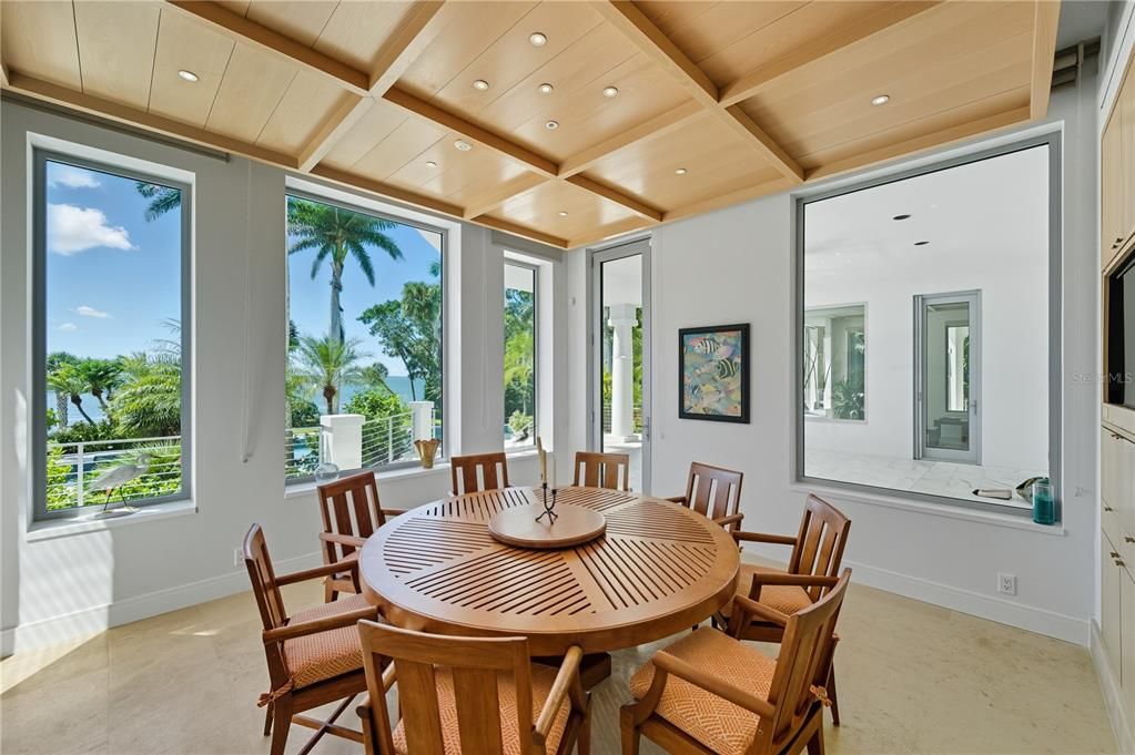 Dining room, Interior, Recessed Lighting, Wooden Ceilings