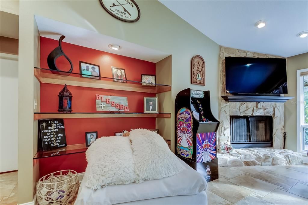 Bedroom, Fireplace, Interior, Recessed Lighting