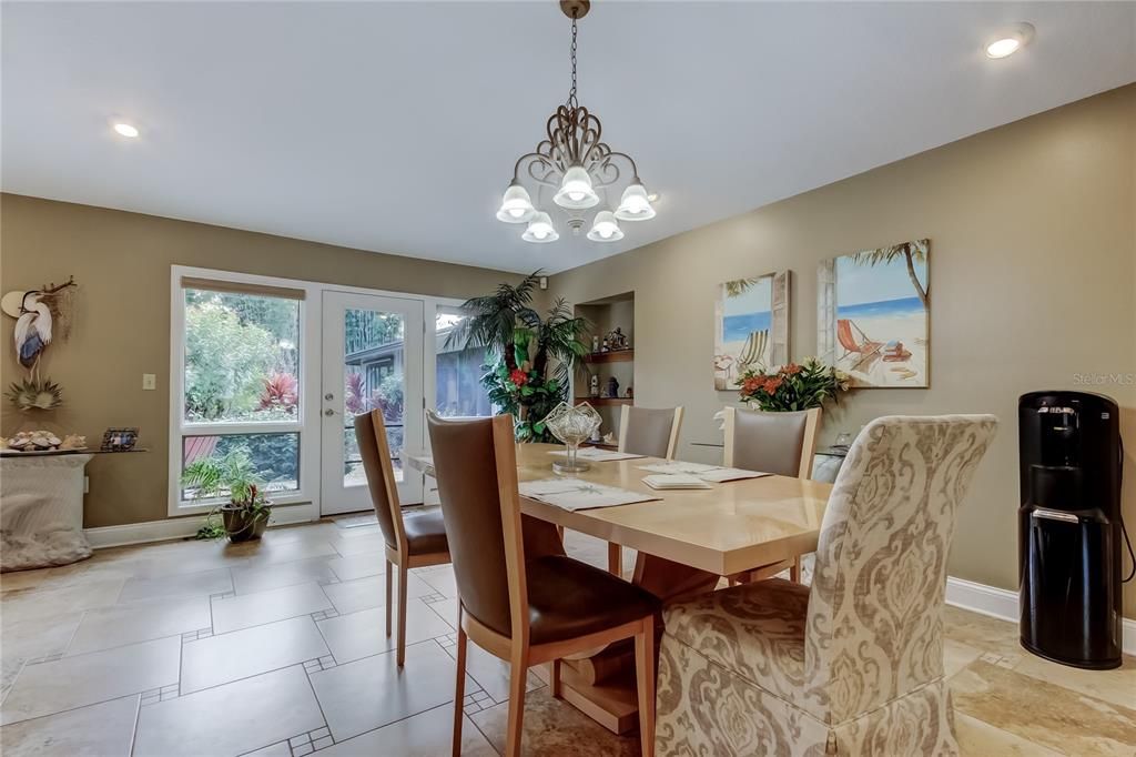 Chandelier, Dining room, Interior, Recessed Lighting
