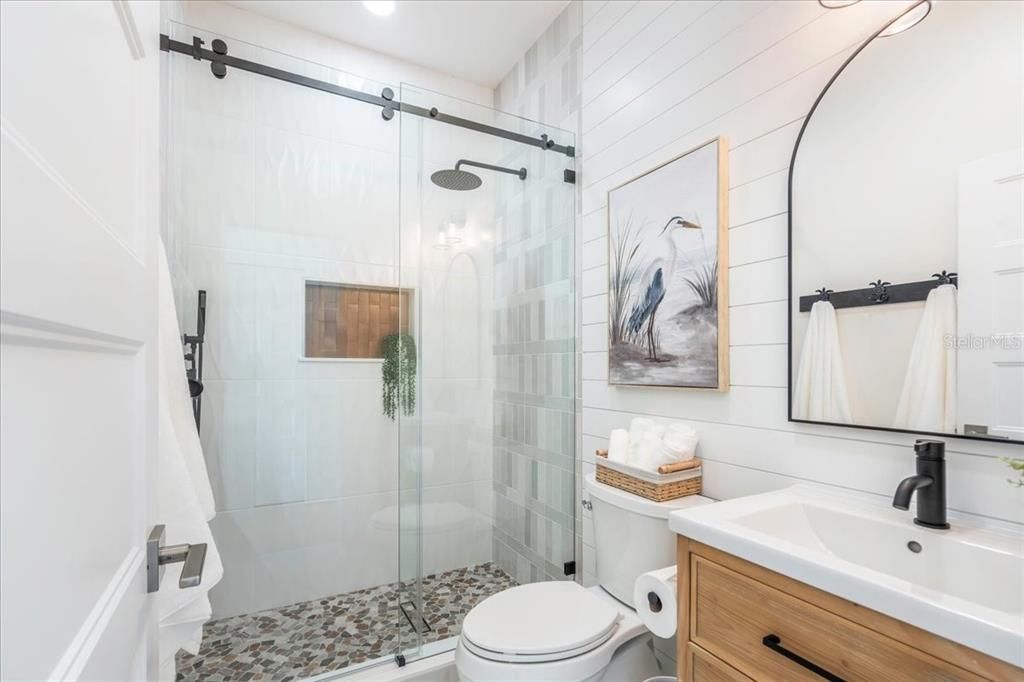 Bathroom, Glass Shower, Interior, Recessed Lighting