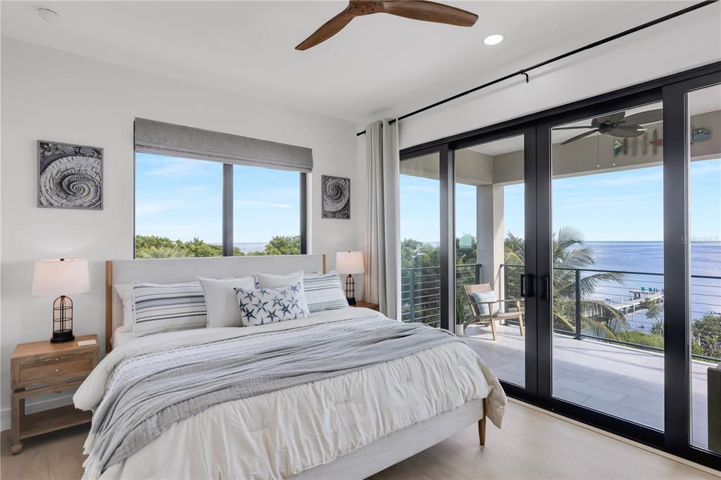 Bedroom, Interior, Recessed Lighting, Water, Wood Texture Flooring