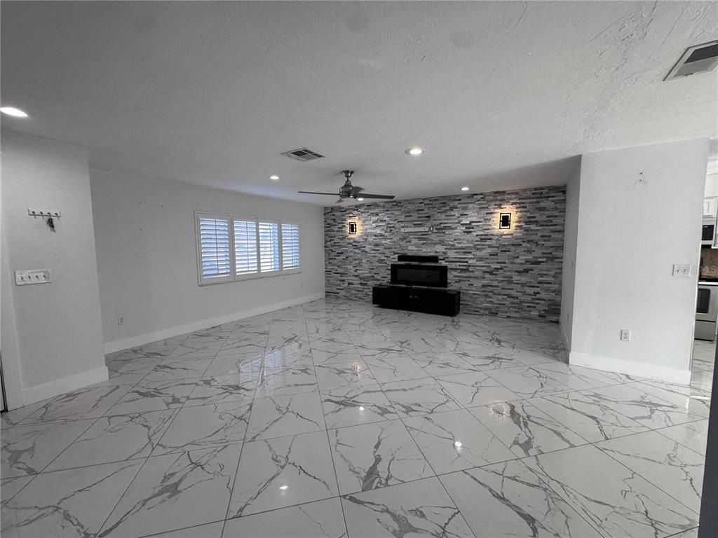 Empty room, Interior, Marble, Recessed Lighting, Stone Walls