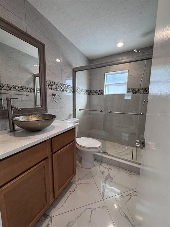 Bathroom, Glass Shower, Interior, Marble, Recessed Lighting