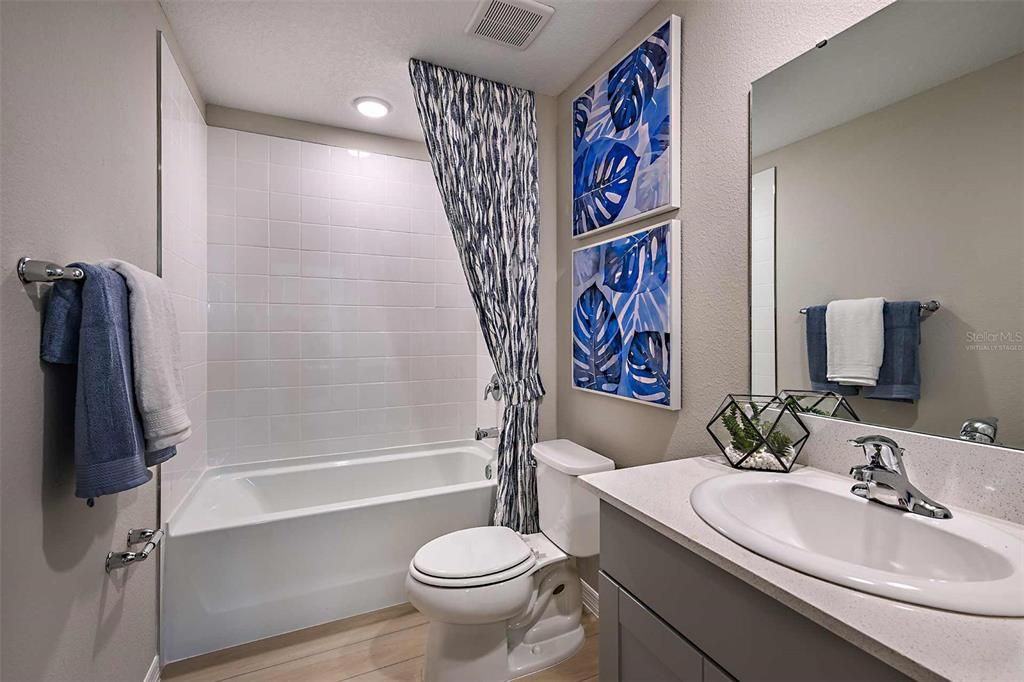 Bathroom, Interior, Recessed Lighting, Wood Texture Flooring