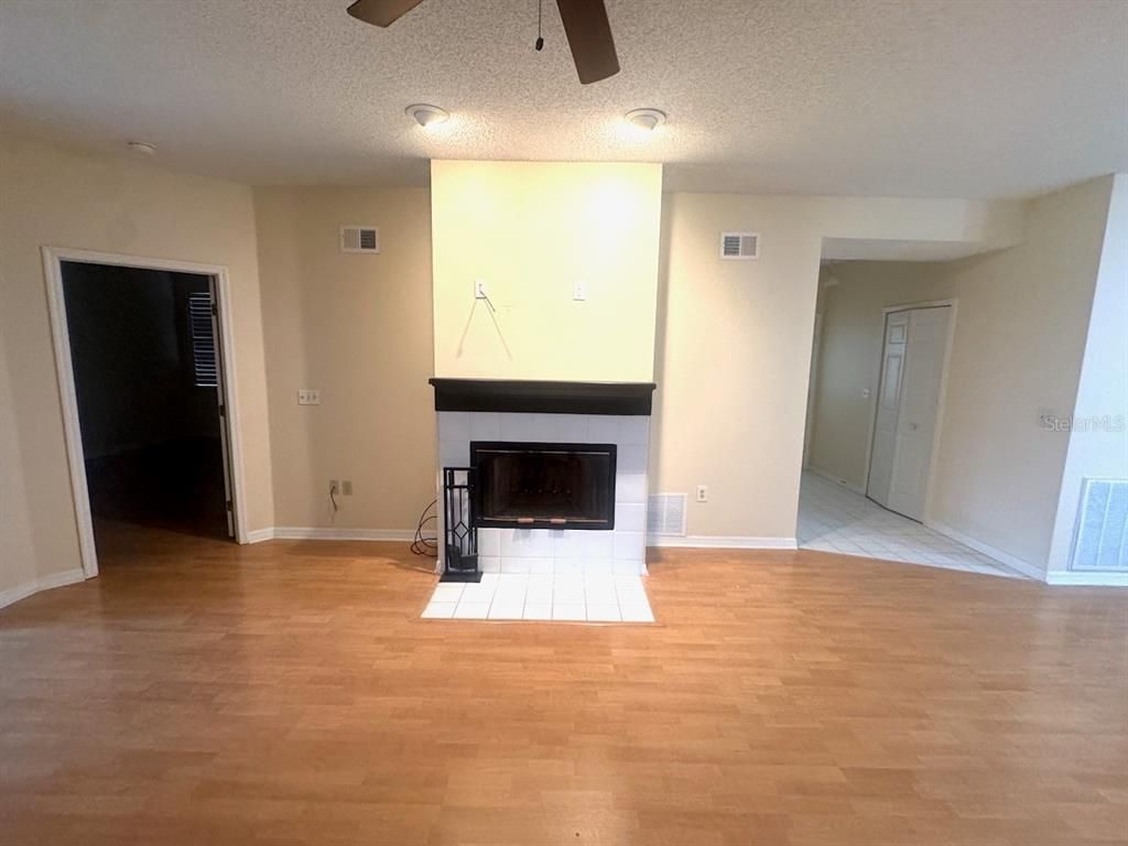 Empty room, Fireplace, Interior, Wood Texture Flooring