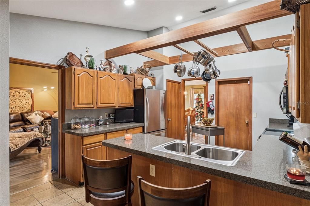 Interior, Kitchen, Recessed Lighting, Wood Texture Flooring